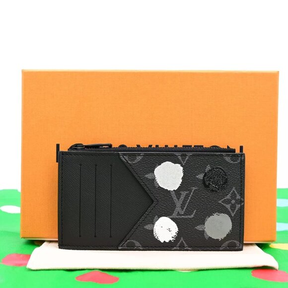 LOUIS VUITTON LV x YK Coin Card Holder Monogram Eclipse Dot Black - Picture 1 of 14